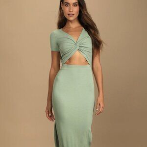 Lulus Green Twist Front Maxi Dress Size XL